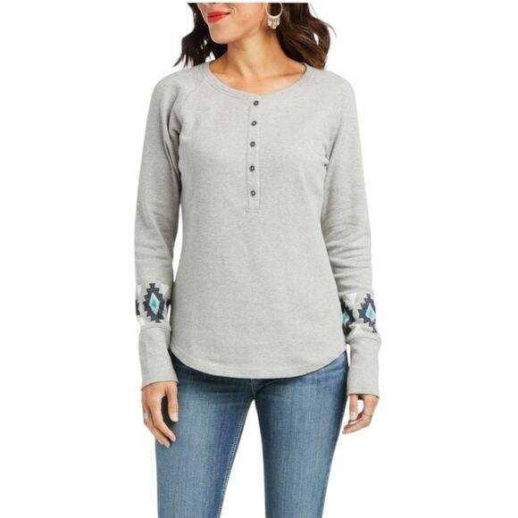 Ariat Women's Gray Henley shiry India Ink size Medium - Picture 1 of 6